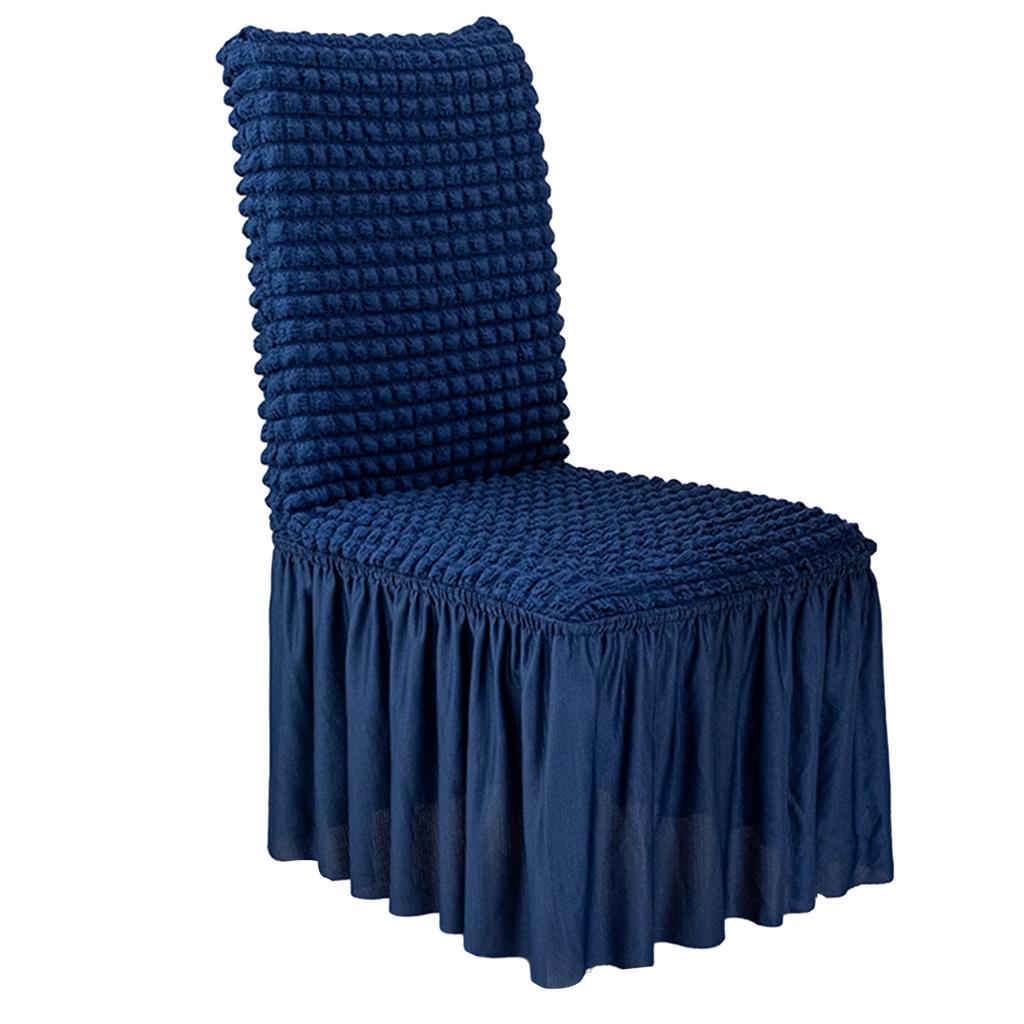 Solid Stretch Dining Chair Cover Seersuckers Chair Protector Cover Slipcover Banquet Chair Skirt Wedding Party Decor