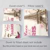 Pink Paris Architecture Eiffel Tower Print Bedding Set Soft Duvet Cover King Queen Twin Single Size Birthday Gift Bedroom Decor