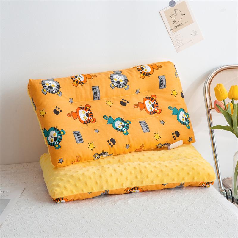 Children Infants Double-sided Cartoon Pure Cotton Doudou Velvet Sleep Pillow Washable Cervical Vertebra Protect Kids Pillow