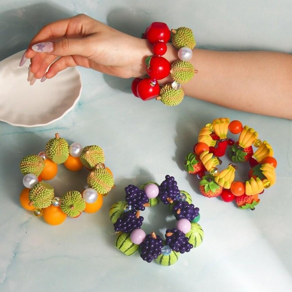Resin Fruit Beaded Bracelet Colorful Beaded Bracelet Unique Exaggerated Bracelet Women