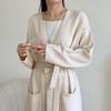 New Arrivals Open Run Robe Cardigan Rolled Open Maxi Spring Coat Knit Waist Tie