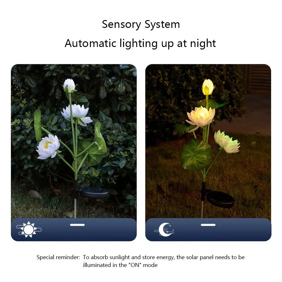 Светодиодный солнечный лотос полевой втыкаемый свет ландшафтный газон балкон атмосфера двор свет