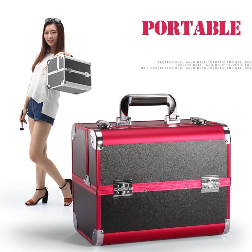 Portable Lockable Aluminium Hard Make Up Travel Storage Box, Cosmetic Beauty Vanity Case, Organiser, Large Capacity Toolbox Case