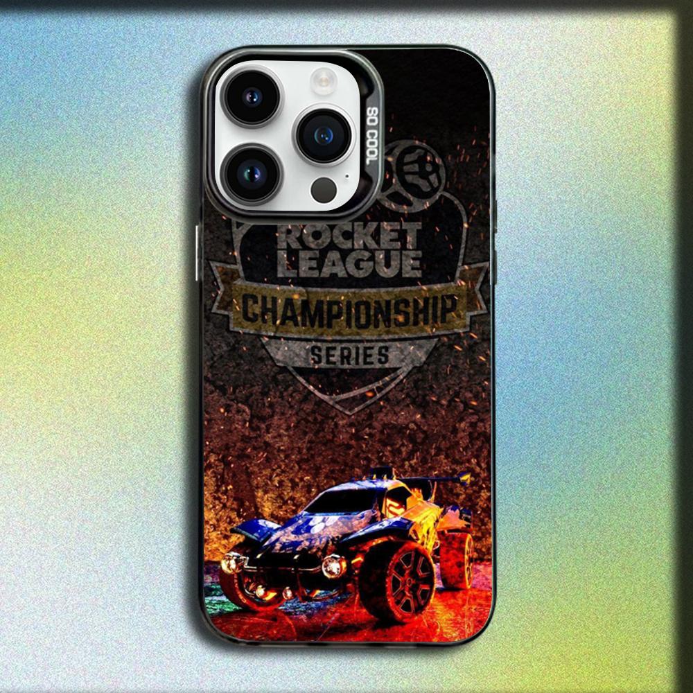 Игровой чехол R-Rocket League для iPhone 16,15,14,13,12,11,Mini,Pro,SE,MAX Серый Матовый Силиконовый Черный Чехол