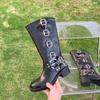 Belt Buckle High Boots Fashion Boots Women's Boots New Long Boots Thick Heel Western Boots Heightening Leather Boots