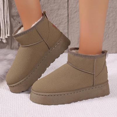 Женские зимние ботинки большого размера с круглым носком и толстой подошвой, повседневные короткие ботинки из бархата и меха, теплые хлопковые ботинки, однотонные, размеры 36-41