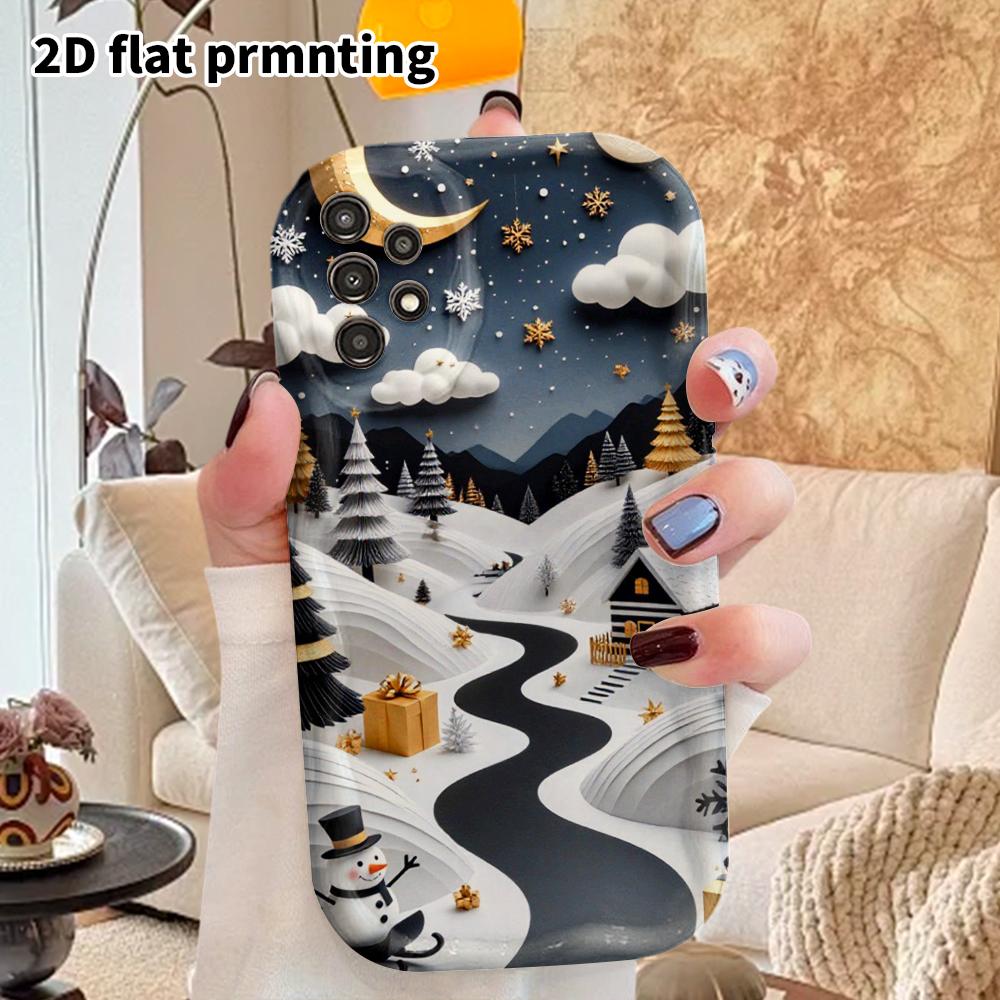 Чехол для телефона: 2D Плоский Защитный Чехол для Samsung Galaxy A34 A35 M05 M06 S20 S22 S21 FE Plus 5G, Стиль для Пар, Рождественская Снежная Сцена, Рождество и Хэллоуин