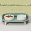 Moon & Half Double Ceramic Pet Bowl: Protects Cervical Vertebra, Ideal for Cat/Dog Food & Water
