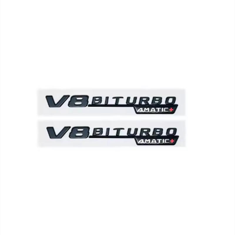 ABS Car Fender Emblem Badge V8 BITURBO 4MATIC+ For Mercedes Benz W220 W201 W222 W204 W176 W124 W212 W213 W177 Accessories