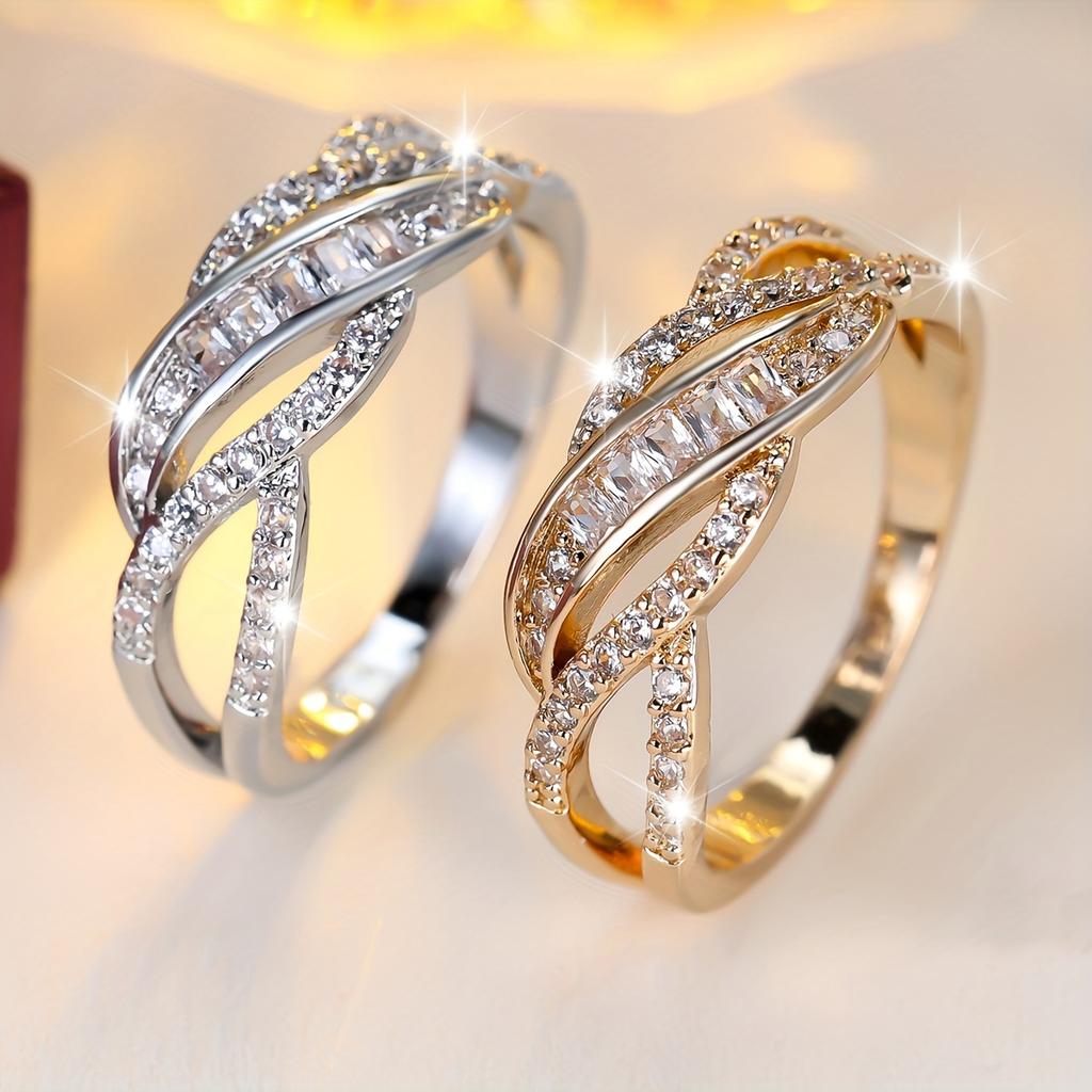 1A ring Elegant and sophisticated hollow-out zircon-inlaid ring with a high-end feel and exquisite texture for women