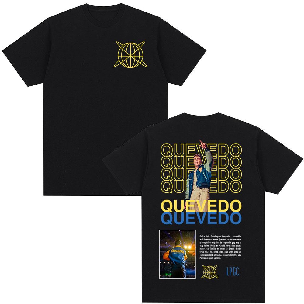 2026 SpringSummer Rap Artist QUEVEDO Good Morning Tour Mens Clothing HipHop Retro Pure Cotton Streetwear