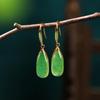 Aieryuan Retro Jade Gold-Plated Earrings with Silver Needle - 925 Chinese Style
