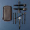 10Pcs Matte Gray Handle Makeup Brush Set Rubber Paint Soft Dense Fiber Face Eye Brushes Professional Elegant Kit