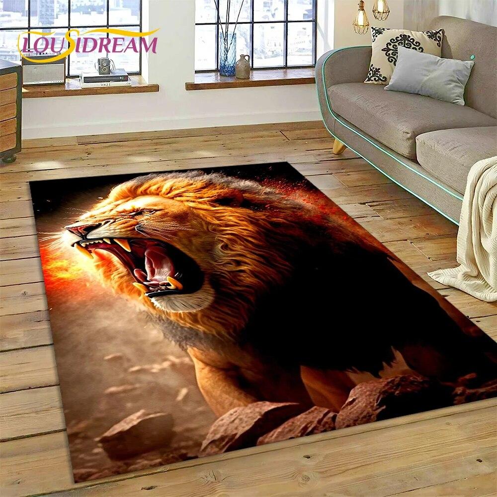 3D зверь, тигр, лев, животное, дикая природа, мультяшный ковер, ковер для дома, гостиной, спальни, дивана, коврик для двери, декор, детский коврик, нескользящий коврик