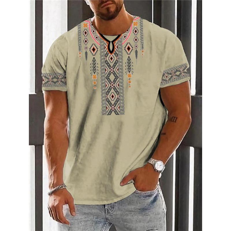 Винтажная этническая футболка с 3D принтом, одежда с круглым вырезом, мужские топы, футболка большого размера с короткими рукавами, летняя свободная мужская уличная одежда, мужская одежда
