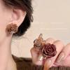 2025 Retro Red Rose Gradient Earrings for Women - Autumn/Winter Edition