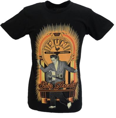 Unisexs Black Official Sun Records Elvis Rocking T Shirt