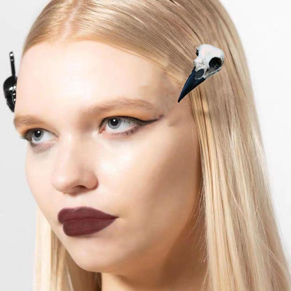 Halloween Party Hairpins Crow Head Skull Hair Clips Animal Skull Hairpins Women Duckbill Clips