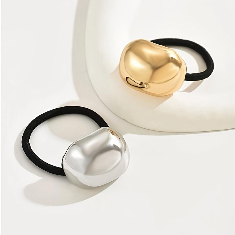 1/2pcs Irregular Metallic Texture Gold Silver Dual Hair Tie Tone Shiny Surface Decoration Minimalist Wearing Multiple Scenarios