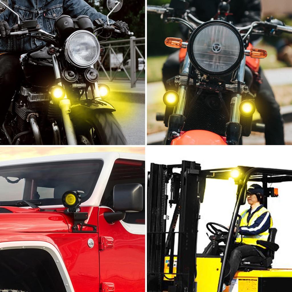 Мотоциклетная противотуманная фара YnGia, 12 В 24 В светодиодная рабочая фара, Рабочая фара, Водонепроницаемая, Включен переключатель ВКЛ/ВЫКЛ, Плоская линза, Желтый свет, Автомобильная противотуманная фара, Рабочая фара