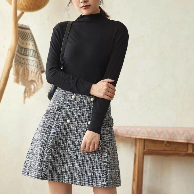 Женский базовый топ с полувысоким воротом, облегающая футболка с длинным рукавом, нижнее белье