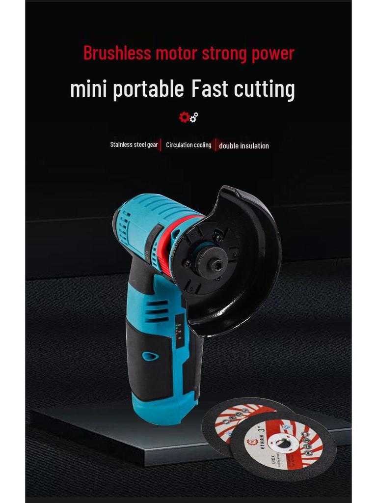 Беспроводная литиевая аккумуляторная мини-угловая шлифмашина: Компактный, многофункциональный режущий и шлифовальный инструмент с двигателем с коллектором из полированной меди