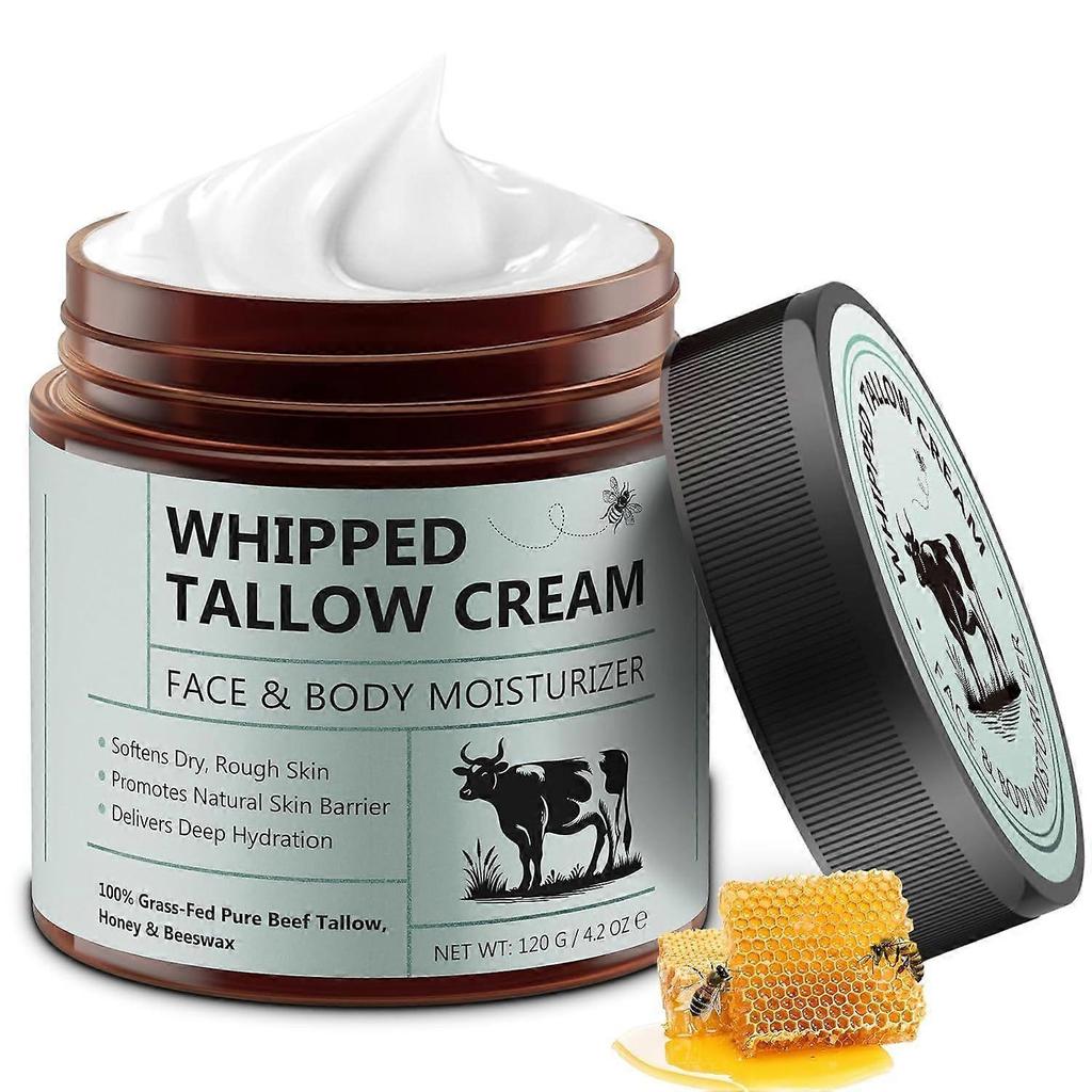 Grass-Fed Tallow Skin Care Cream 120g Moisturizing Face Body Balm Anti-Aging Beef Tallow Skin Care Kit less