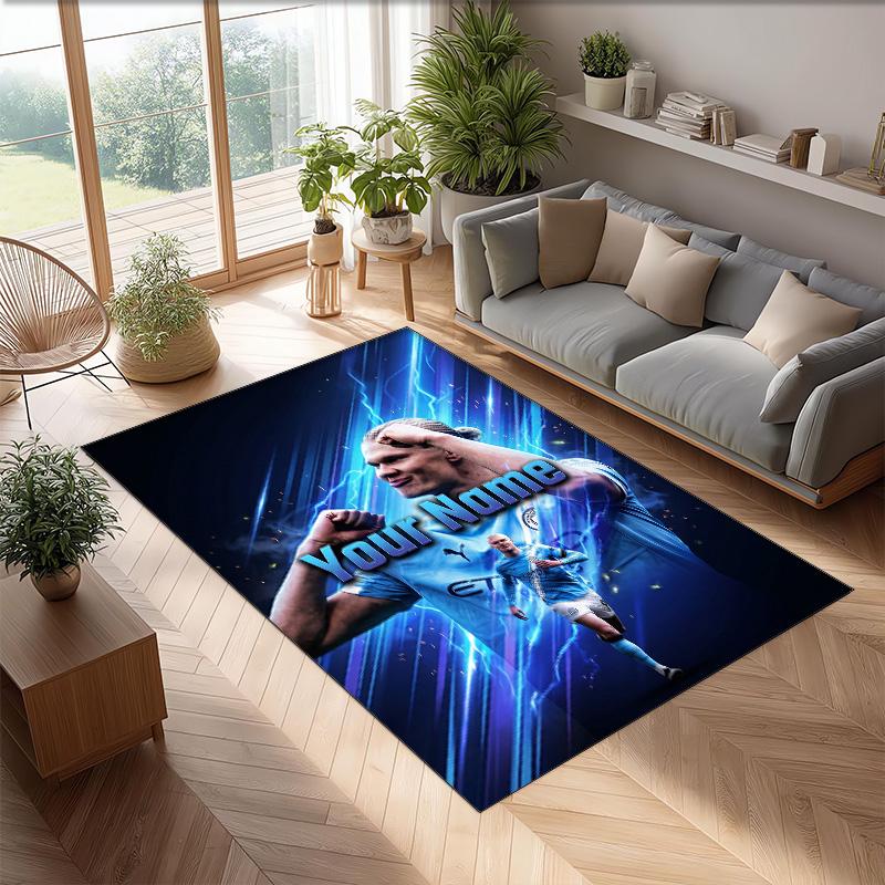 Erling Haaland Printed Crystal Velvet Rug Non‑Slip Crystal Velvet Carpet For Sofa Bedroom Indoor Home Decoration