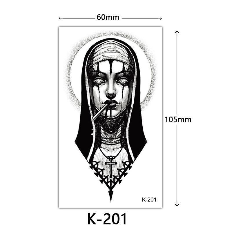 English Letter & Flower Butterfly Tattoo Stickers - Waterproof & Sketch Line Design