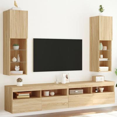 Vidaxl ТВ-тумбы, со светодиодной подсветкой, 2 шт., дуб сонома, 30,5x30x102 см