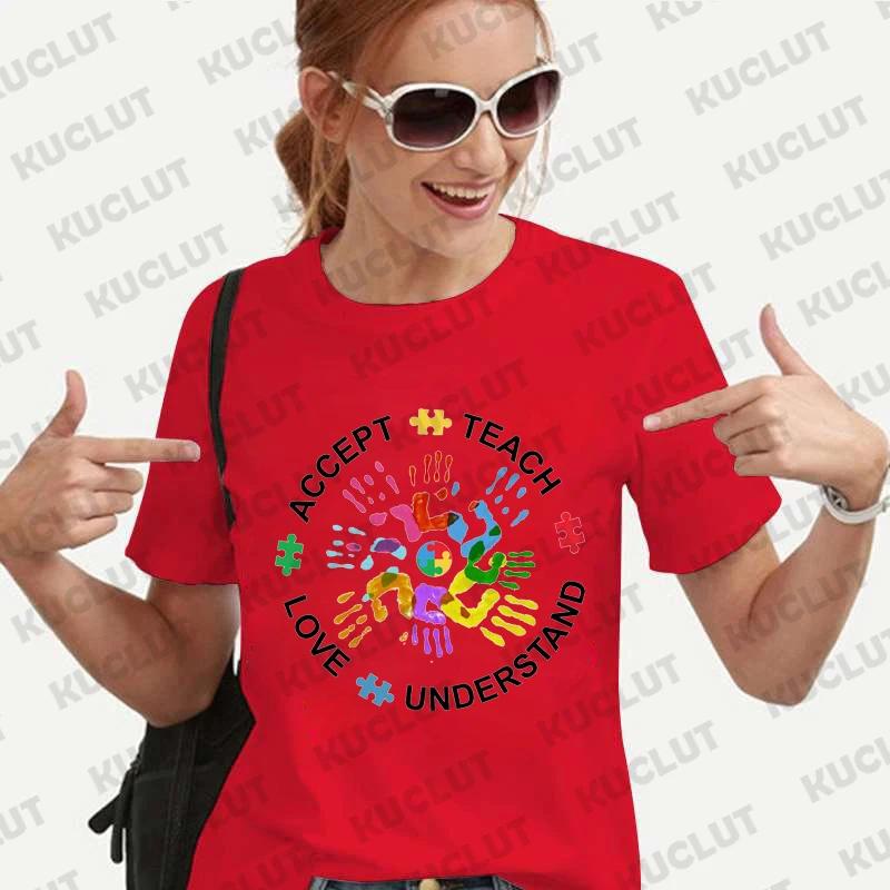 Autism Awareness Shirt for Unisex Teach Accept Understand Love Tshirts Neurodivergent Tshirts Autism Support Tee Shirt Y2k Tops