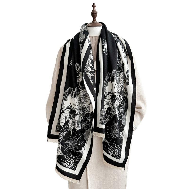 Новый осенне-зимний теплый утолщенный шарф из искусственного кашемира, женский, с достойной атмосферой, шаль для кондиционера