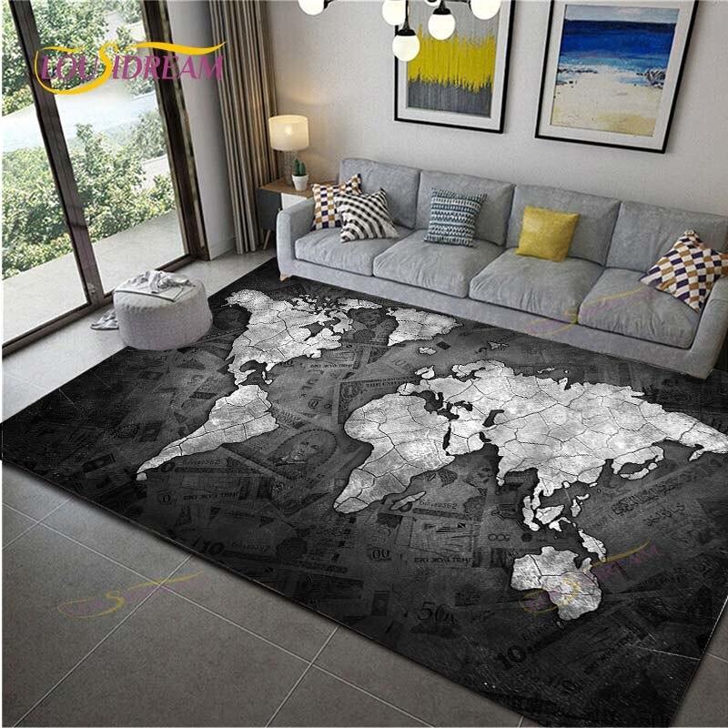 Карта мира Ковер Карта Коврики Домашний декор Мягкий фланелевый коврик для спальни Детские игры Ковры для ползания для гостиной Ковры для гостиной