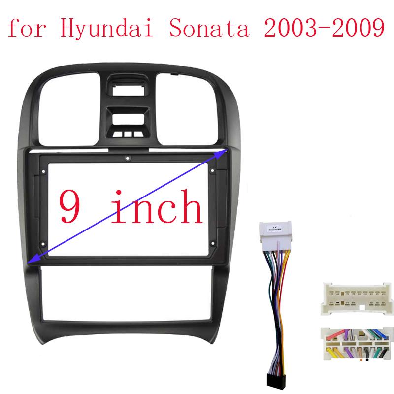 Car Radio Fascia Multimedia Player Head Unit Frame Kit Auto Stereo Dash Panel Cover Holder For Hyundai Sonata Fe 2003-2009