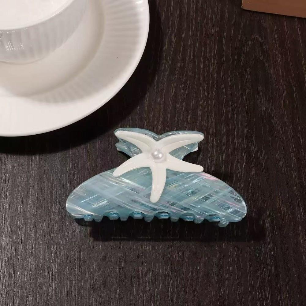 Shark Clip Pearl Hair Claw Colorful Acrylic Shark Clip Personalized Starfish Hair Grab  Streetwear