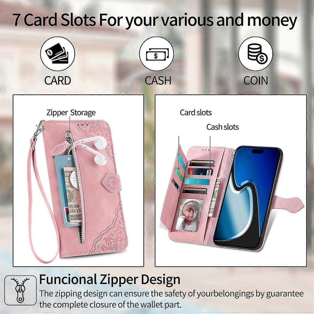 Compatible With Samsung Galaxy A57 5G Zip Pouch Magnetic Card Holder with Wrist Strap Wallet Pouch for Samsung Galaxy A57 5G