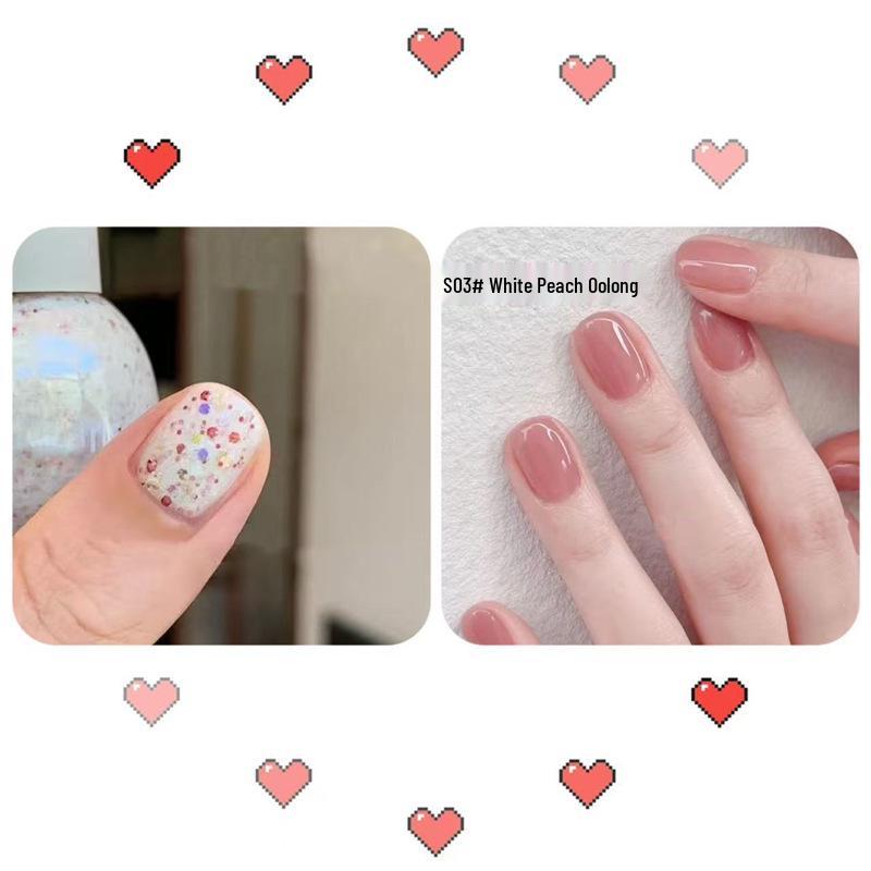 Снимаемый без запаха лак для ногтей на водной основе - Быстросохнущий, Не требует сушки в лампе, Ледяной прозрачный сплошной нюдовый цвет для студентов