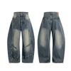 Mens High Street Distressed Jeans Gradient Wide Leg Loose Fit Denim Pants Teens