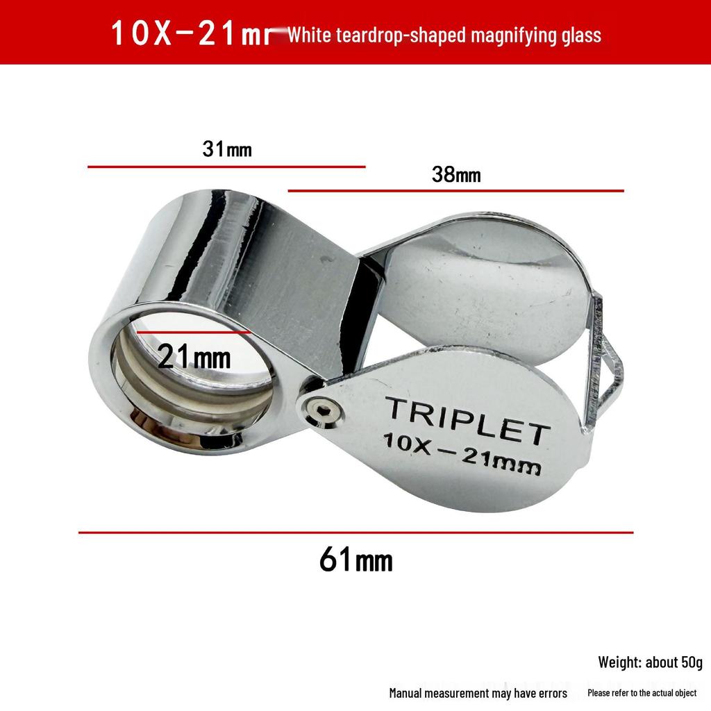 Foldable 10x/20x Anti-Slip Magnifier - Water Drop Shape for Jewelry & Antiques