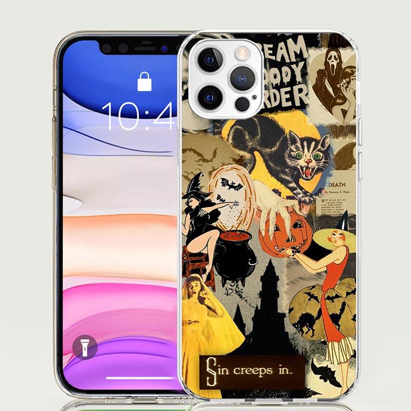 Halloween Fall Art Witch Cat Phone Case For iPhone 18 17 Air 16 15 Plus 11 14 Pro Max 13 Mini 12 7 8 + SE Pattern Art Customized Co