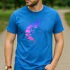 Vaporwave Gradient Wolf Head Sunset Circle Graphic T Shirt Unisex Crew Neck Short Sleeve Wildlife Fan Holiday Gift Top