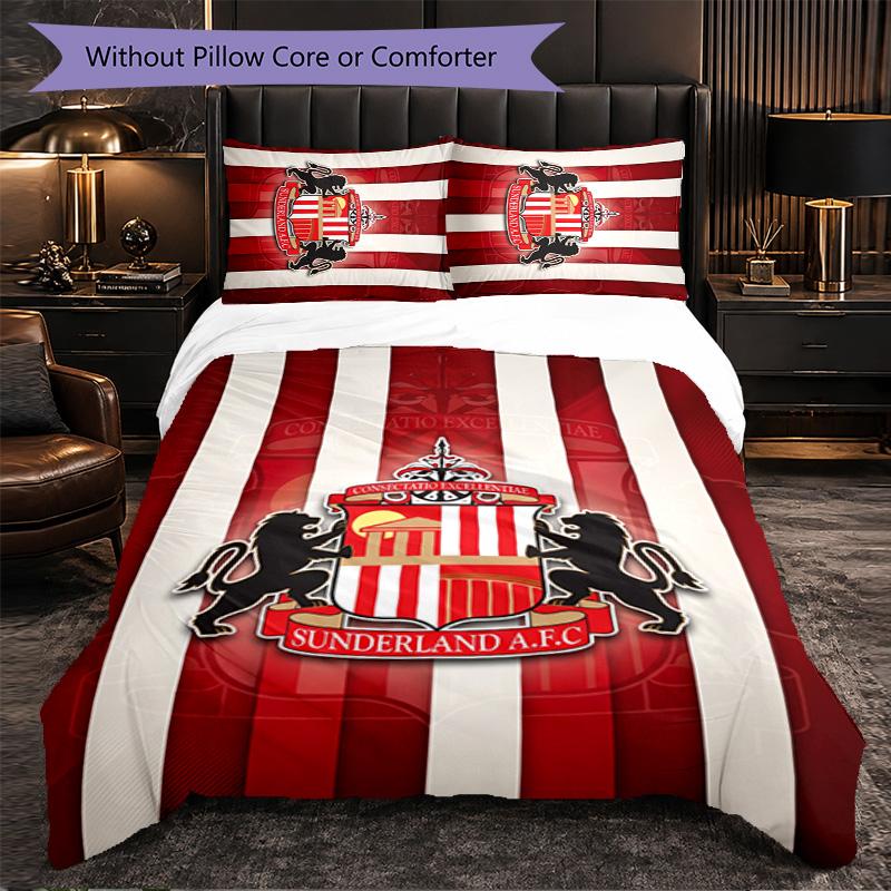 Sunderland Themed Bedding 3Pcs Duvet Cover Set Decorative Bed Linen For Teen Room Home Decoration