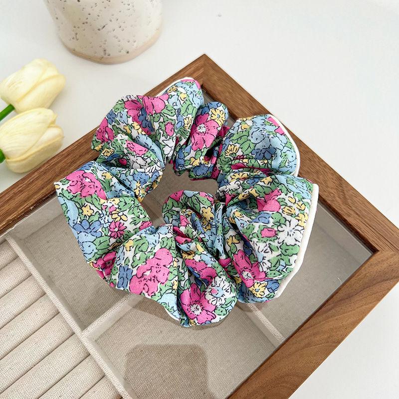 Летнее корейское стильное кольцо для волос с хвостиком, высококачественные аксессуары для волос для кишечника, аксессуары для волос для девочек, повязка для волос с цветочным принтом, большая весна и кольцо розового цвета