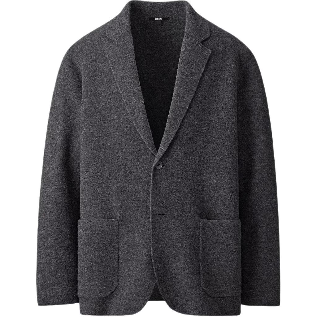Uniqlo × Сотрудничество с Клэр Уэйт Келлер Серия C Осень/Зима 24 Однотонная Мягкая Удобная На пуговицах Вязаный Кардиган Мужские куртки Темно-серый 471709-08