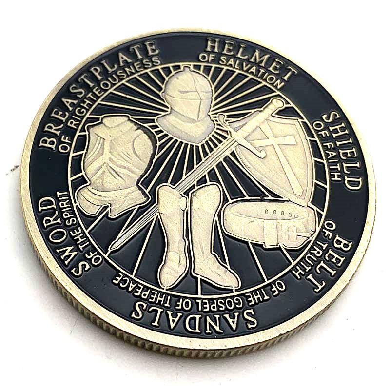 Armored Warrior, Blue Bronze, Painted Commemorative Coins, Collection, Knight, Relief, Armor, Warrior, Coins, Commemorative Medals