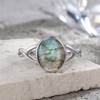 Серебряные кольца S925 с аквамарином Простые кольца Синий натуральный камень Овальный 8*10 мм Подарок на вечеринку Изящные ювелирные кольца для женщин