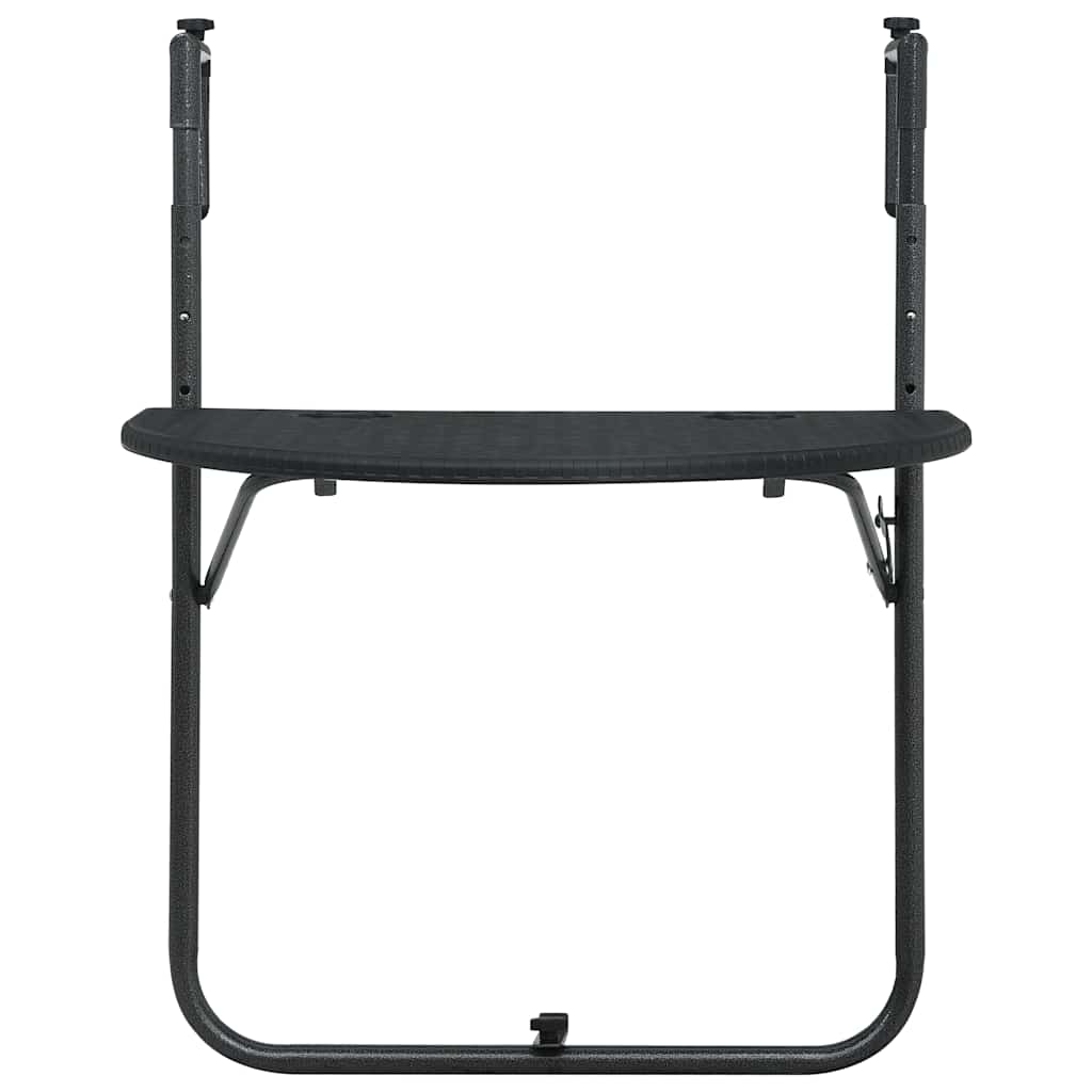 Hanging Balcony Table Black 60 x 64 x 83.5 cm Plastic Wicker Look