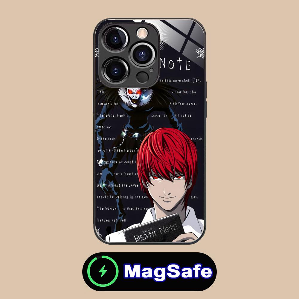 Чехол для мобильного телефона Death Note Кира Лайт для iPhone 17 16 15 14 13 12 11 Air Pro Max Plus Mini MagSafe Стеклянный Цветной Чехол Cover