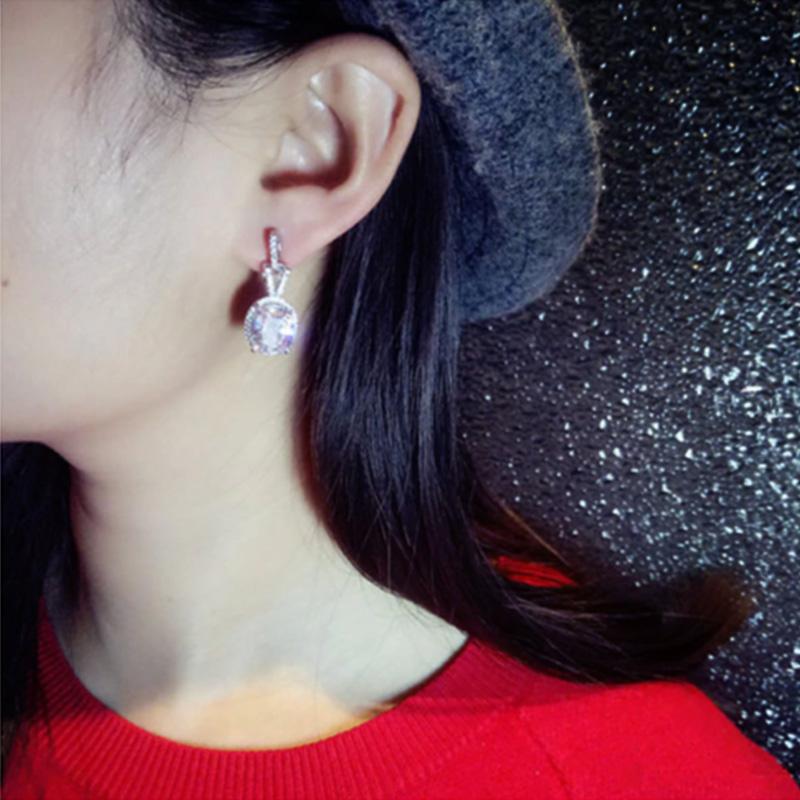BELLA BOX Женские серьги-подвески с белым фианитом AAA, блестящие женские аксессуары, высокое качество, серебряный цвет, модные украшения