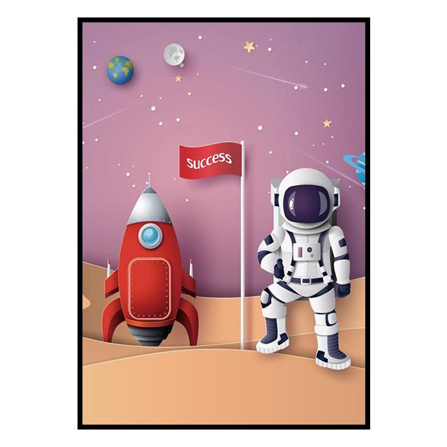 Outer Space Astronaut Cartoon Picture Poster Canvas Painting Kids Room Prints and Decoration Mural for Modern Home Decor No Frame